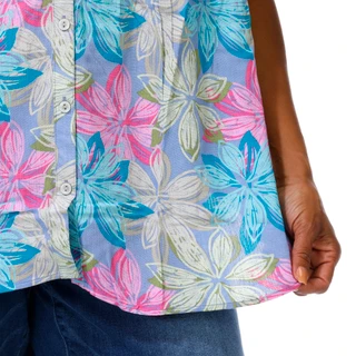 Thumbnail 3: Coral Bay Plus Sleeveless Printed Pinktuck Gauze Top 