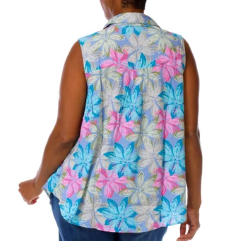 Thumbnail 4: Coral Bay Plus Sleeveless Printed Pinktuck Gauze Top 