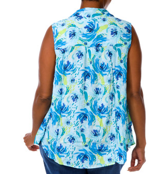 Thumbnail 4: Coral Bay Plus Sleeveless Printed Pinktuck Gauze Top 