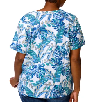 Thumbnail 3: Coral Bay Plus 3Q Sleeve Fronds Print Tee 