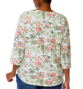 Thumbnail 2: Coral Bay Plus 3Q V-Neck Bloom Print Tee 