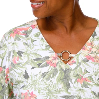 Thumbnail 4: Coral Bay Plus 3Q V-Neck Bloom Print Tee 