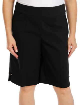 Thumbnail 1: Coral Bay Women's Plus Gold Crest Stretch Shorts 