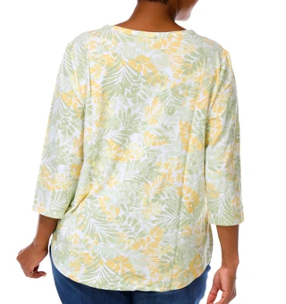 Thumbnail 2: Coral Bay Plus 3Q V-Neck Breezy Palms Henley Tee 