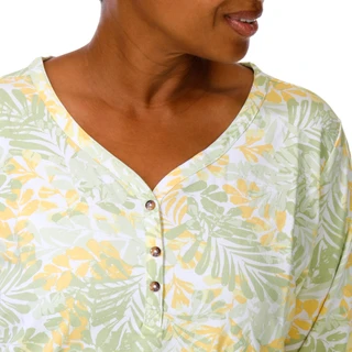 Thumbnail 4: Coral Bay Plus 3Q V-Neck Breezy Palms Henley Tee 