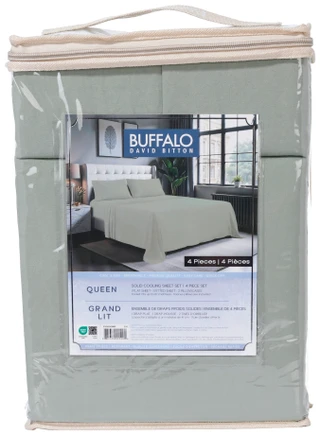 Thumbnail 2: Buffalo David Bitton Solid Cooling Sheet Set - Sage, 4 Piece 