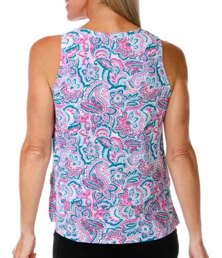 Thumbnail 3: Brisas Women's Linen Like Pretty Paisley Active Top 