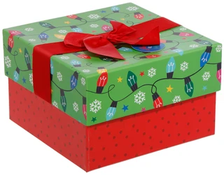 Thumbnail 1: Seasonal Packaging  Small Christmas Present Gift Box with Ribbon 