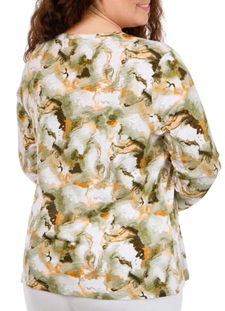 Thumbnail 3: Blue Sol Plus Long Sleeve Cosmo Texture Print Top 