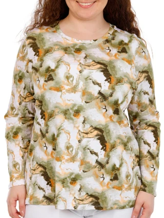 Thumbnail 1: Blue Sol Plus Long Sleeve Cosmo Texture Print Top 