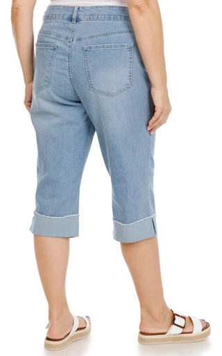 Thumbnail 3: D. Jeans Women's Plus Wide Cuff Capri Jeans 