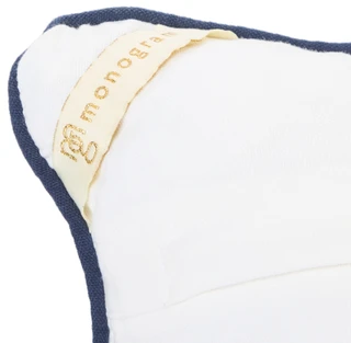 Thumbnail 3: MG MONOGRAM White & Sky Blue Embroidered Decorative Pillow - 22" x 22" 
