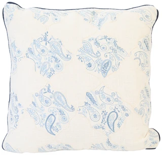 Thumbnail 1: MG MONOGRAM White & Sky Blue Embroidered Decorative Pillow - 22" x 22" 