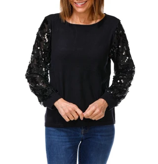 Thumbnail 1: ADRIENNE VITTADINI Women's Sequin Sleeve Pullover Sweater 