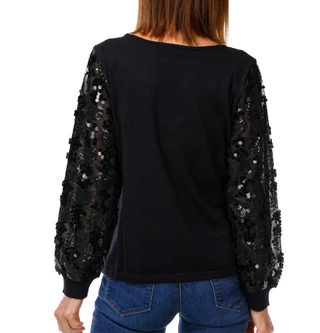 Thumbnail 2: ADRIENNE VITTADINI Women's Sequin Sleeve Pullover Sweater 