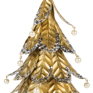 Thumbnail 2: Magical Season 18 in Gold Metal Christmas Tree Accent w/ Pearls 