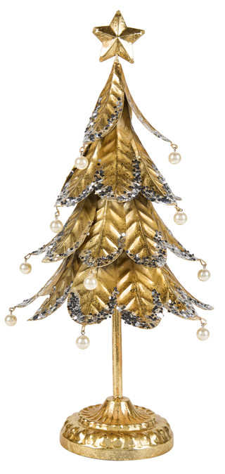 Thumbnail 1: Magical Season 18 in Gold Metal Christmas Tree Accent w/ Pearls 
