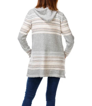 Thumbnail 2: Kathy Ireland Women's Long Sleeve Stripe Cardigan with Hoodie 