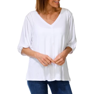 Thumbnail 1: Kate Park Women's 3/4 Sleeve V-Neck Top 