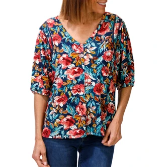 Thumbnail 1: Kate Park Women's 3/4 Sleeve V-Neck Top 