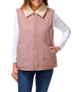 Thumbnail 1: Sanctuary Women's Cozy Zip Up 2 Pocket Sherpa Lined Vest 