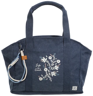 Thumbnail 1: Life is Good Large Embroidered Carryall Tote with Paracord/Rope Charm 