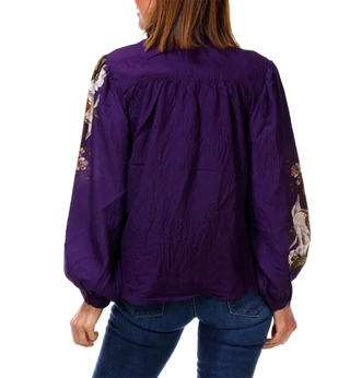 Thumbnail 2: BADGLEY MISCHKA Women's Printed Long Sleeve Button Front Top 