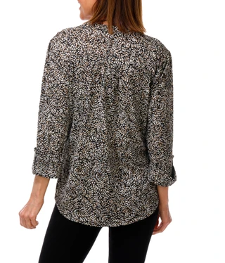 Thumbnail 2: Ava & Grace Women's 3/4 Sleeve Split Neck Henley Blouse 