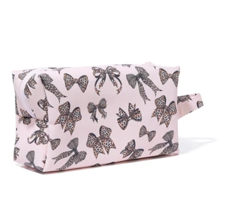 Thumbnail 2: NYC Underground Leopard Bow Print Travel Makeup Bag with Bottle 