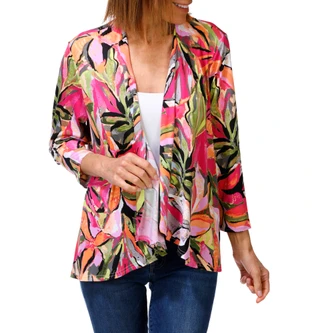 Thumbnail 1: ZAC AND RACHEL Women's 3/4 Sleeve Print Cardigan 