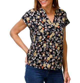 Thumbnail 1: Chaus Women's Short Sleeve Floral Print Top 