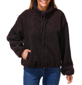 Thumbnail 1: AVALANCHE Women's Teddy Sherpa Cropped 2 Pocket Zippered Jacket 