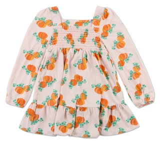 Thumbnail 2: MADDIE & MICHELLE Little Girls Smocked Pumpkin Dress 