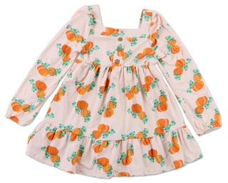 Thumbnail 1: MADDIE & MICHELLE Little Girls Smocked Pumpkin Dress 
