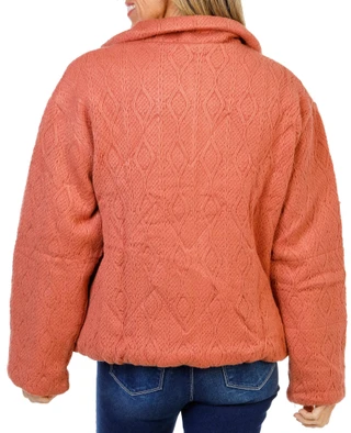 Thumbnail 2: MISS ME Women's Heavy Cable Knit Lined Zip Up Jacket 