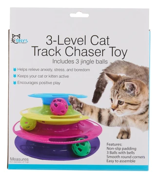 Thumbnail 2: Tiny's Pet Products  3-Level Cat Track Chaser Toy w/ 3 Jingle Balls 