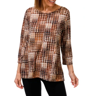Thumbnail 1: Emily Daniels Women's 3/4 Sleeve Printed Knit Top 