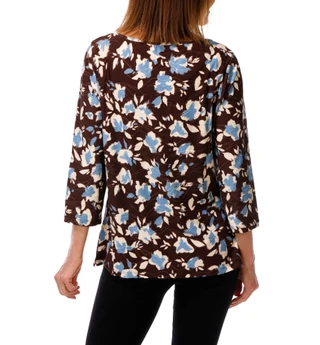 Thumbnail 2: Emily Daniels Women's 3/4 Sleeve Printed Knit Top 