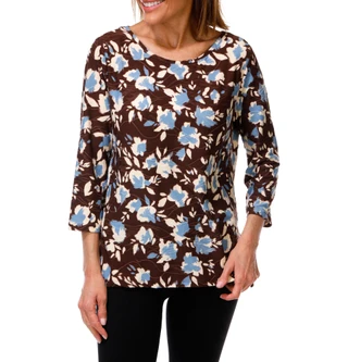 Thumbnail 1: Emily Daniels Women's 3/4 Sleeve Printed Knit Top 