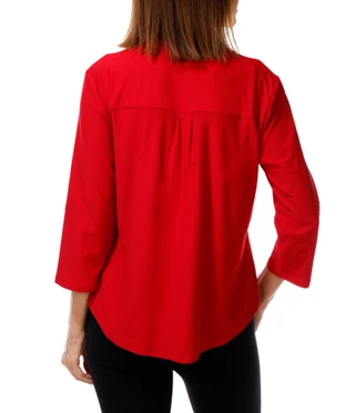 Thumbnail 2: AUW Women's 3/4 Sleeve Split Neck Henley Top 