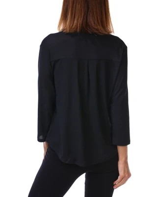 Thumbnail 2: AUW Women's 3/4 Sleeve Split Neck Henley Top 