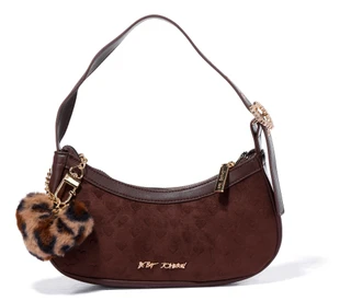 Thumbnail 1: Betsey Johnson Handbag with Heart Buckle Strap & Plush Heart Charm 