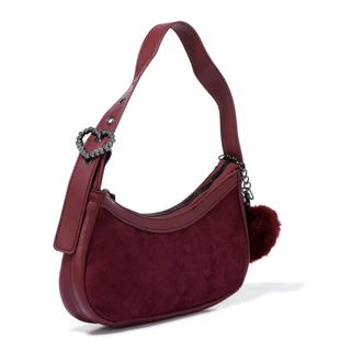 Thumbnail 2: Betsey Johnson Handbag with Heart Buckle Strap & Plush Heart Charm 