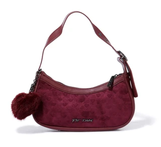 Thumbnail 1: Betsey Johnson Handbag with Heart Buckle Strap & Plush Heart Charm 