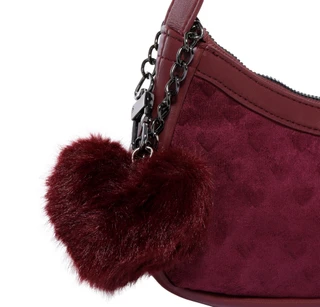 Thumbnail 4: Betsey Johnson Handbag with Heart Buckle Strap & Plush Heart Charm 