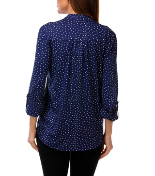 Thumbnail 2: Cocomo Women's 3/4 Roll Cuff Sleeve Split Neck Button Front Top 