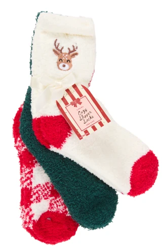 Thumbnail 1: Capelli New York Women's 3 Pk Cozy Christmas Slipper Socks 