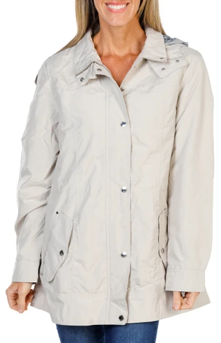 Thumbnail 1: Nicole Miller New York Women's Hooded 2 Pocket Anorak with Zipper & Snaps 