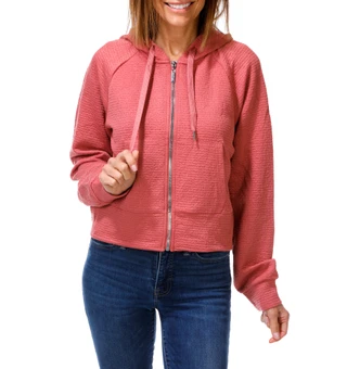 Thumbnail 1: Bearpaw Outdoors Women's Ottoman Ripple Textured 2 Pocket Zip Up Hoodie 