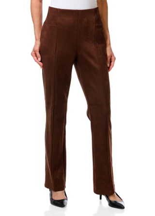 Thumbnail 1: Zac & Rachel Women's Suede Pull On Bootcut Pants 